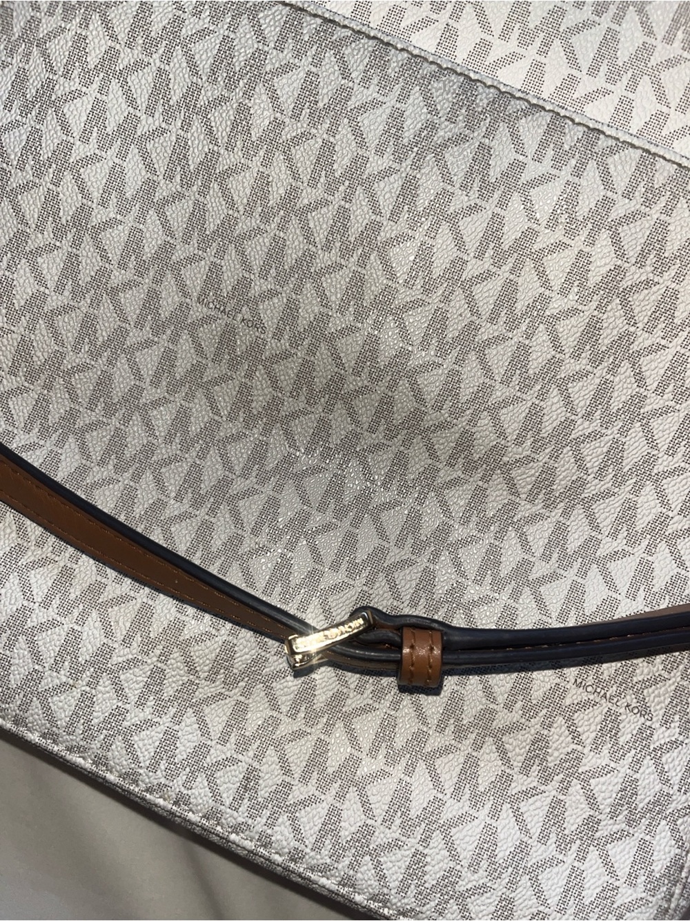 Michael Kors Beige Monogram Crossbody with Brown Strap - Picture 10 of 16